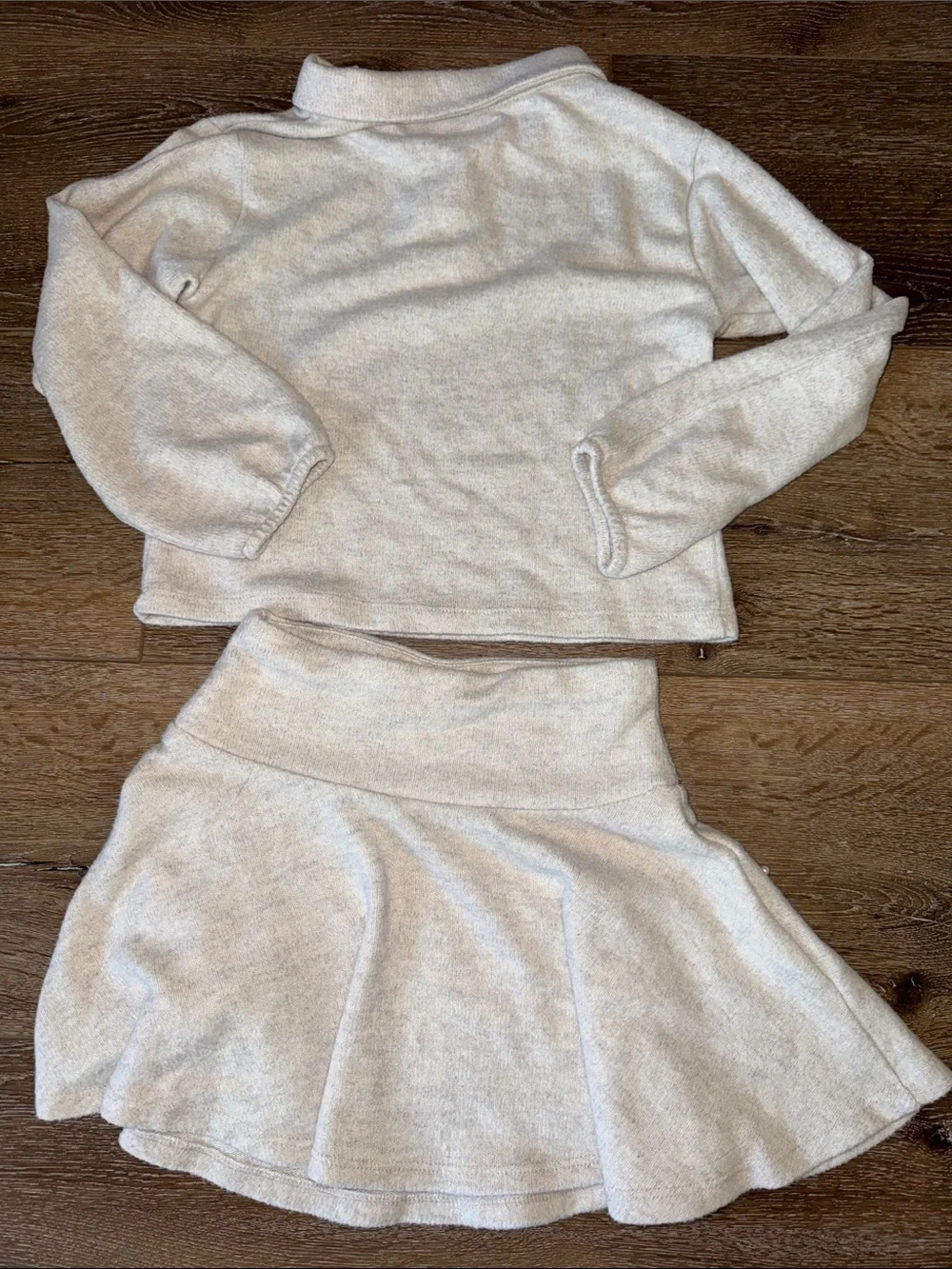 Zara Cream Pearl-Accent Skirt & Top Set